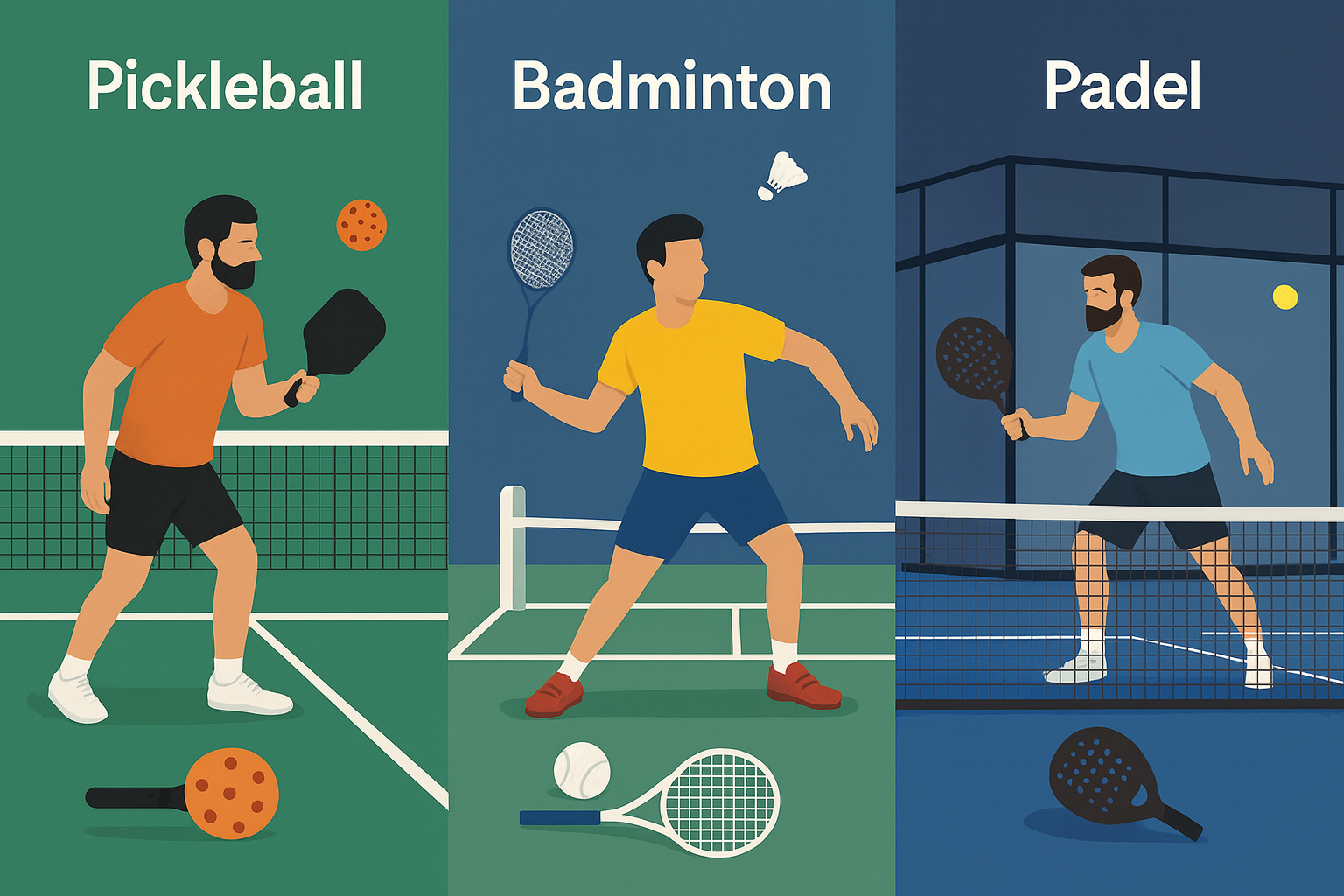 Pickleball vs Badminton vs Padel